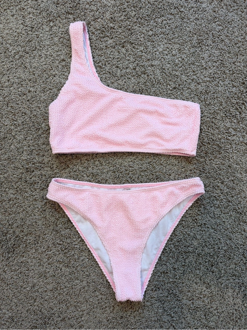 SHEIN Light Pink One-Shoulde Bikini Set